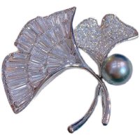 气质银杏叶百搭锆石微镶胸针女西装毛衣大衣胸花个性别针高档礼品