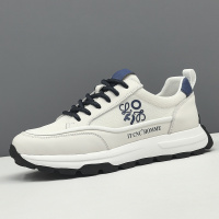 男生头层牛皮白色板鞋男款潮鞋欧洲站男鞋男士厚底百搭运动休闲鞋