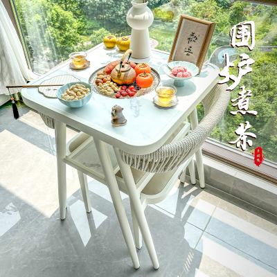 紫叶蒂娜桌椅餐桌家用小户型阳台桌围炉煮茶餐台多功能餐桌椅组合