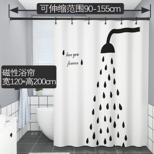 家柏饰(CORATED)浴室浴帘防水布免打孔浴帘杆挡水条套装加厚防霉挂帘子帘隔断帘