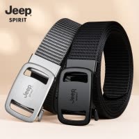 JEEP官方正品男皮带无牙自动扣帆布腰带中青年户外尼龙工装裤带潮