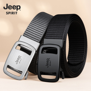JEEP官方正品男皮带无牙自动扣帆布腰带中青年户外尼龙工装裤带潮