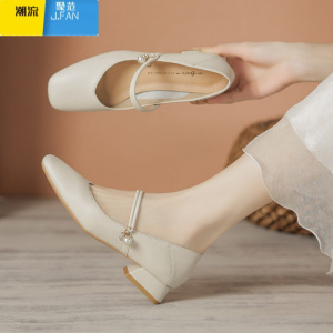 聚范新中式旗袍汉服玛丽珍女鞋法式气质低跟简约小皮鞋配裙通勤单鞋软