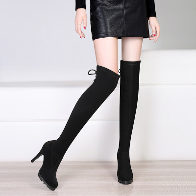 百年纪念绒面过膝长靴女新款马丁瘦瘦高筒长筒潮ins加绒利德尚品2279