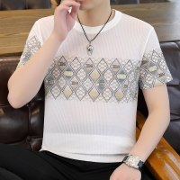 2025夏季时尚休闲潮流印花男士短袖T恤胸围时尚潮流印花