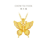周大福 金丝羽蝶大版黄金吊坠女足金首饰生日礼物(工费:520计价)EOF1370七夕礼物