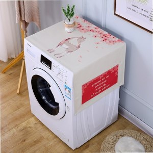 家柏饰(CORATED)遮盖巾棉麻冰箱罩防水盖布单双开冰箱巾洗衣机防尘罩微波炉罩 心花鹿放 40*250cm(电视柜)