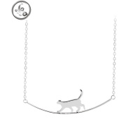 猫咪弧形项链银简约个性设计小众清新可爱学生锁骨链女韩版潮网红 JiMi