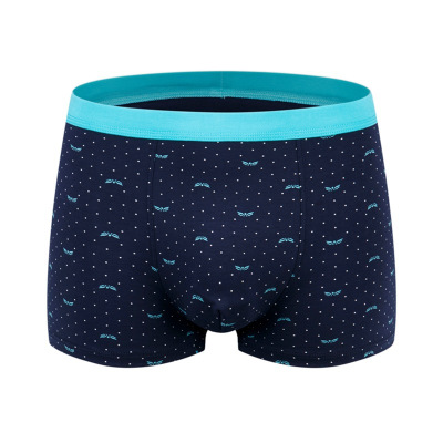 全棉男士内裤中腰印花加大码青年肥佬性感四角裤头透气胖子平角裤