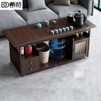 戴劲移动茶台家用竹木小茶桌烧水壶一体简约现代功夫茶几 120长茶字面防烫电器+孔雀茶具