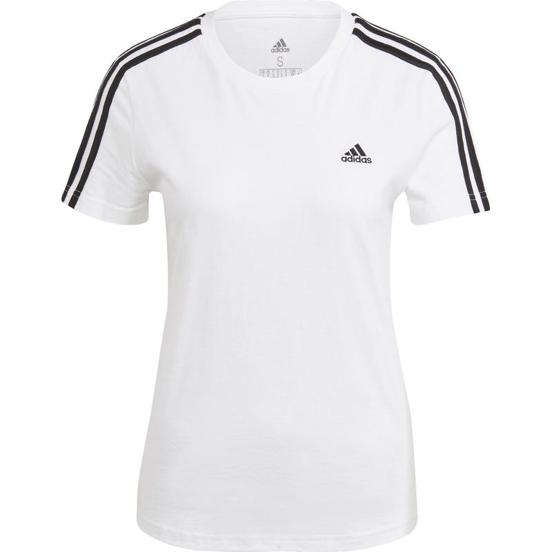 Adidas阿迪达斯女款运动T恤修身设计圆领短袖时尚三条纹亮眼搭配