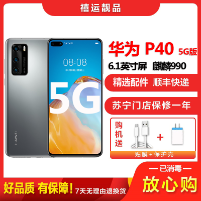[二手9成新]华为P40 5G 冰霜银 8G+256G 全网通安卓手机 6.1英寸直面屏麒麟990双卡拍照游戏5G手机