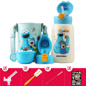(私人定制)甜饼怪款杯具熊儿童保温杯带吸管儿童水杯316不锈钢内胆宝宝学饮杯儿童保温壶630mlBEDDYBEAR