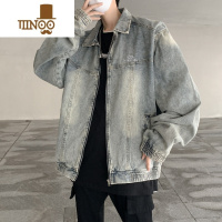 YANXU美式街头嘻哈刺绣翻领牛仔夹克男女新款潮牌宽松情侣痞帅外套