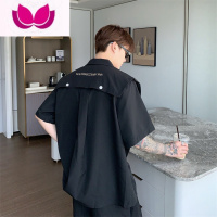 七斓高级感解构层次衬衫男短袖夏季小众披肩衬衣ins潮流宽松休闲外套