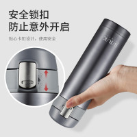 BRK Germany保温杯德国基尔弹跳杯双层304不锈钢真空保温保冷水杯弹盖锁扣一键开启男女办公家用车载轻量便携深灰色