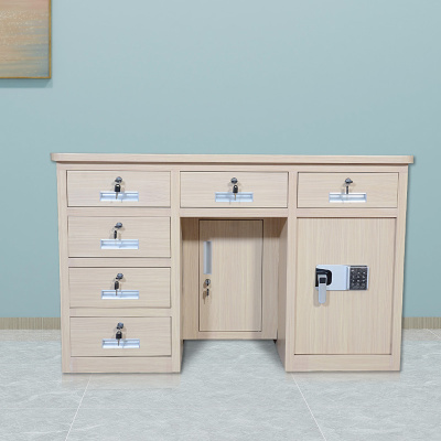 初嘉 CJ全钢制保险桌密码保险桌收银财务桌1.2m白木纹六斗智能密码锁
