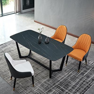 意式极简岩板餐桌简约现代小户型家用饭桌北欧大理石实木餐桌椅