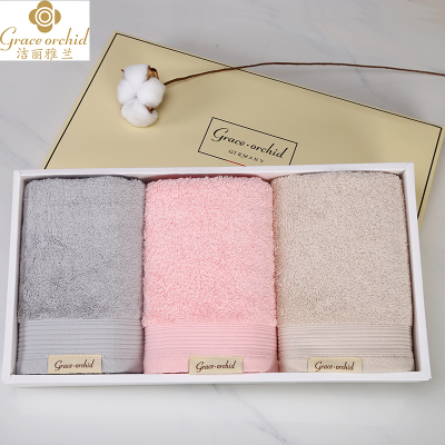 洁丽雅·兰（graceorchid）毛巾礼盒纯棉柔软吸水三条礼盒套装26*21*5cmA022601A023703