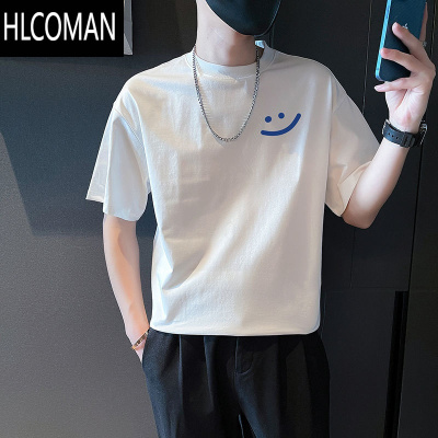 HLCOMAN2025新款潮流宽松上衣男士T恤短袖夏季潮牌ins百搭痞帅半袖打底衫