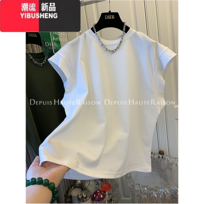 YIBUSHENG飞飞袖t恤女季韩版宽松设计感小众无袖体恤坎肩背心上衣潮