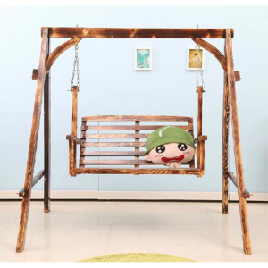 特价户外秋千防腐木实木秋千 阳台木质吊椅双人木制庭院室外秋千