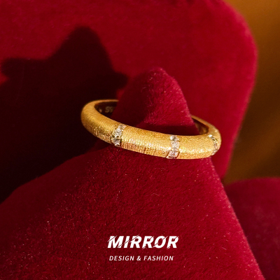 925纯银拉丝闪亮戒指女指环尾戒简约个性小众创意潮新款 BCJ3346送女朋友老婆情人节七夕生日礼物