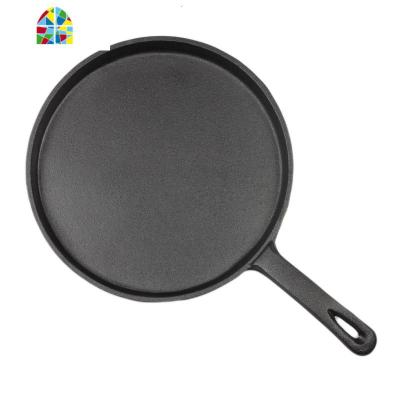 铸铁烙饼锅家用山东杂粮煎饼鏊子手抓饼锅加厚平底锅无涂层锅 FENGHOU 26cm单锅+四件套送防烫麻绳