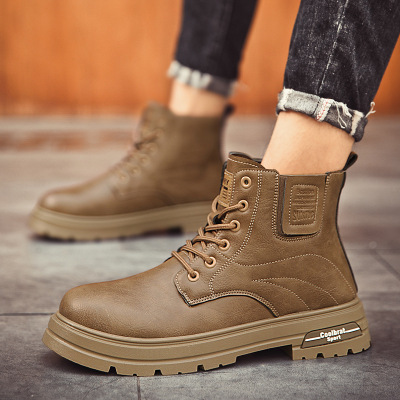 高帮马丁靴时尚秋季新款男士运动休闲皮面靴复古英伦风马丁靴男鞋