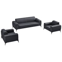 翌嘉 YJ-20125 办公沙发洽谈接待商务沙发组合黑色1+1+3西皮