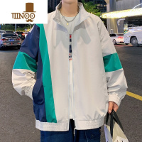 YANXU立领夹克男新款港风宽松拼接棒球服青少年潮牌百搭休闲外套