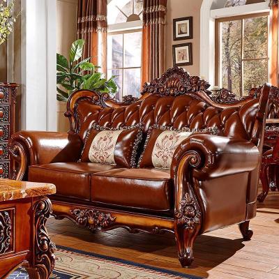 森美人欧式沙发123组合头层牛皮小户型客厅别墅实木u型套装