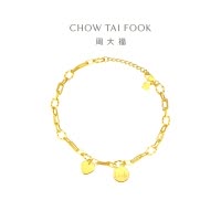 周大福 珠宝首饰 机织爱心 足金黄金手链计价 ( 工费:860元) F226630