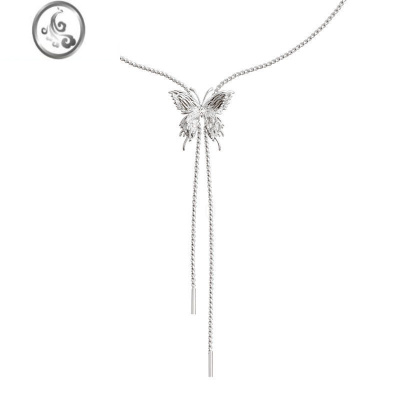 JiMi蝴蝶抽拉项链可调节液化金属个性原创甜酷辣妹2023小众原创精致