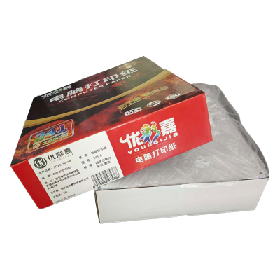 优彩嘉 电脑打印纸 四联三等分 全白 撕边 241-4 包