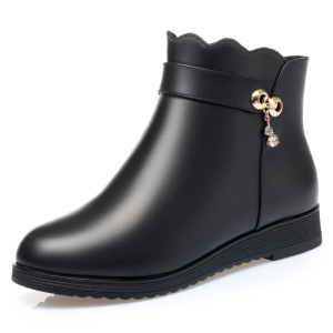 黑色大码秋冬季妈妈鞋棉鞋女中年加绒短靴中老年舒适保暖女鞋