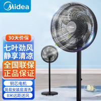 美的(Midea)电风扇 落地扇家用节能七叶大风量机械电扇立式卧室客厅低噪轻音循环风扇耀石黑SAE35CB