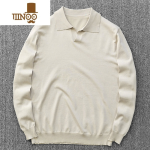 YANXU意式优雅古巴领 男士纯色百搭长袖针织衫 商务休闲百搭毛衣潮