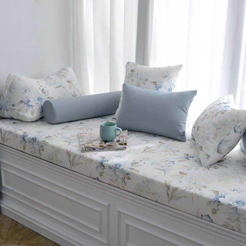 家柏饰(CORATED)高密度海绵飘窗垫窗台垫定做沙发垫北欧阳台垫榻榻米可机卡座 花3号色 18cm飘窗垫