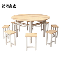 汉诺鑫威餐桌学校食堂小吃店快餐桌椅饭堂橡木色圆桌1200*750[含椅]