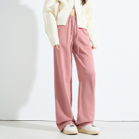[2.5折价99元]唐狮秋季新款女休闲裤女宽松休闲绣花针织净色抽绳长裤kz