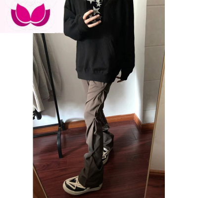 七斓欧美vibe风裤子高街潮牌小众设计高级感西裤男垂感直筒排扣微喇裤