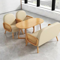 绵冠(MIANGUAN) 网红款咖啡厅桌椅组合奶茶店书吧接待洽谈商用休闲休息区沙发椅