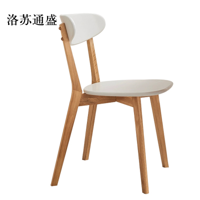 洛苏通盛餐椅简约现代休闲书桌椅餐桌凳子橡木靠背椅北欧白色椭圆形座面
