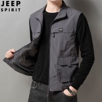 JEEP SPIRIT春季男士马甲外穿休闲立领户外运动速干背心帅气马夹