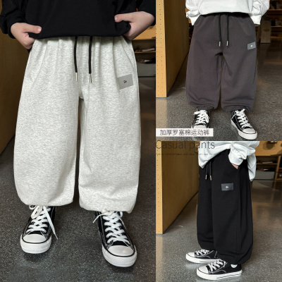 童酷男童秋款织里童装韩版字母贴标中小童卫裤百搭儿童休闲裤