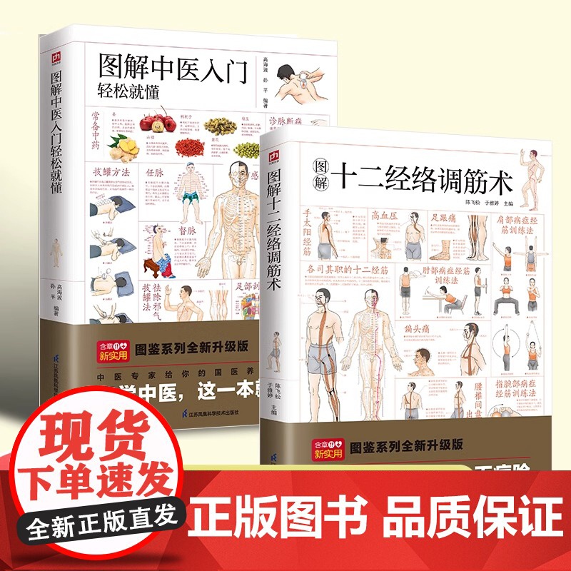 图解中医入门轻松就懂+图解十二经络调筋术套装 穴位按摩 艾灸 刮痧拔罐中医养生保健书籍 正版书籍 江苏凤凰科学技术出版社