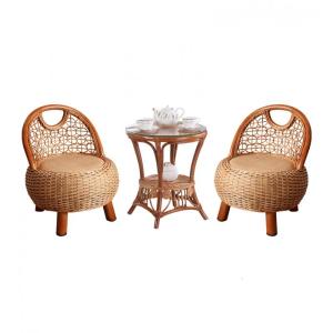 藤椅三件套阳台竹椅子休闲真藤桌椅组合单人靠背小藤椅竹编茶几