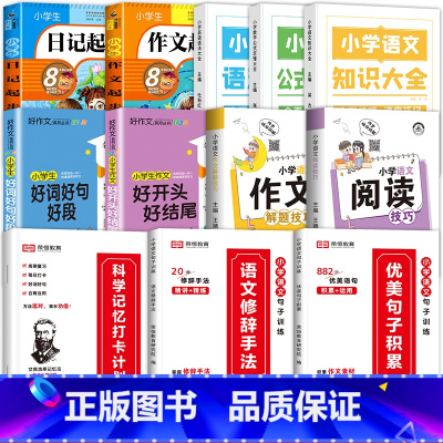 [2册+10册资料包](日记作文起步+优美句子套装+好词好段+好开头结尾+小学知识大全) 小学通用 [正版]小学生日记起