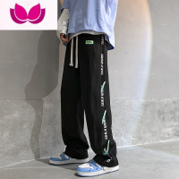 七斓高街休闲裤子男潮牌设计感针织抽绳卫裤春季新款百搭宽松运动长裤